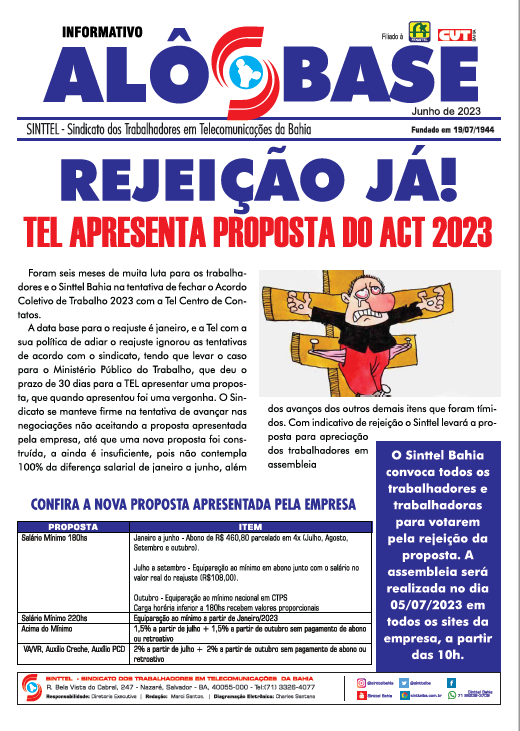 Informativo: REJEIÇÃO JÁ!  TEL APRESENTA PROPOSTA DO ACT 2023